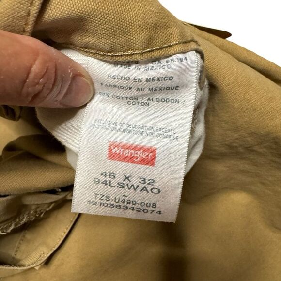 Wrangler Men's Khaki Chino Carpenter Painter Pants 100% Cotton Size 46x32 - Picture 7 of 8